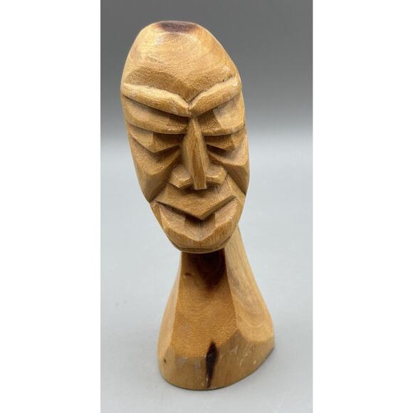 Hand Carved Totem Style Tiki Albuquerque NM Light Wood Matte Finish 7 Inches - Picture 2 of 8